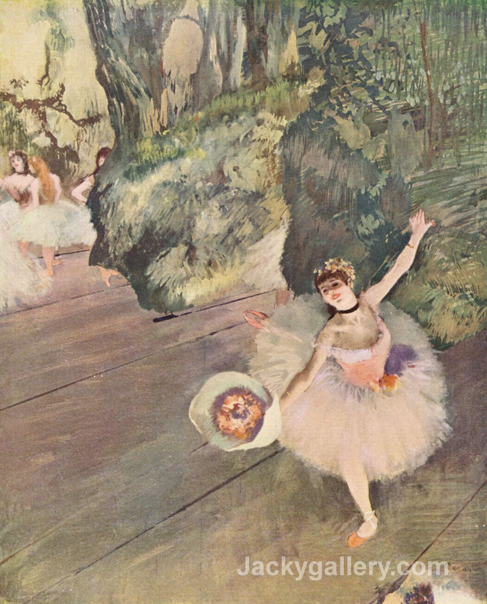 Dancer with a bouquet of flowers (The Star of the ballet) by Edgar Degas paintings reproduction
